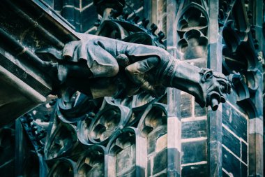 Çek mimari, korkutucu gargoyle heykel, Gotik Tapınağı deco