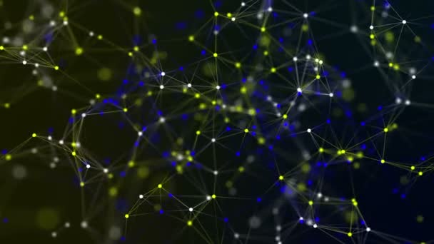 Resumo lopping fundo geométrico plexo com linhas de cores e pontos — Vídeo de Stock