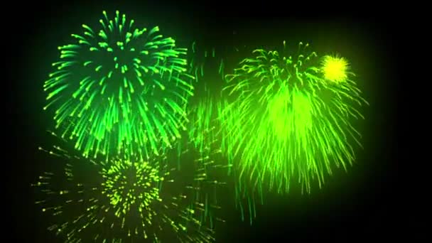 Vuurwerk looping combinatie op zwarte achtergrond — Stockvideo