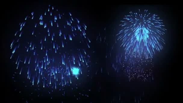Feuerwerk Kombination auf schwarzem Hintergrund — Stockvideo