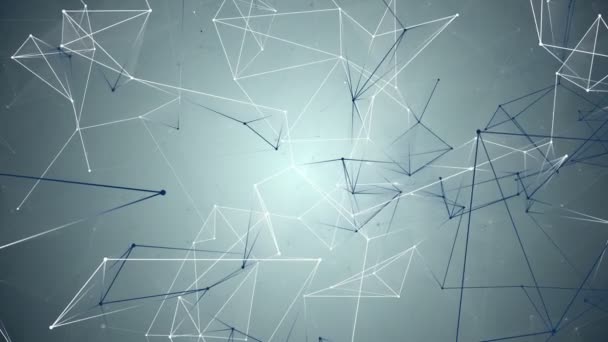 Абстрактный синий геометрический фон с линиями и точками — стоковое видео