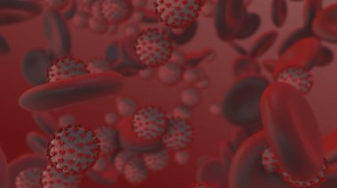 Coronavirus. İnsan kanında 3 boyutlu koronavirüs parçacıkları oluşturma