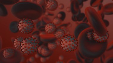 Coronavirus. İnsan kanında 3 boyutlu koronavirüs parçacıkları oluşturma