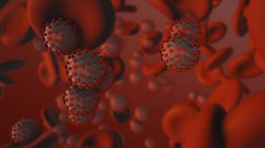 Coronavirus. İnsan kanında 3 boyutlu koronavirüs parçacıkları oluşturma