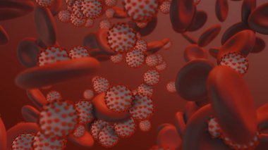 Coronavirus. İnsan kanında 3 boyutlu koronavirüs parçacıkları oluşturma