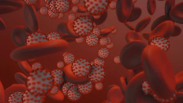 Coronavirus. İnsan kanında 3 boyutlu koronavirüs parçacıkları oluşturma