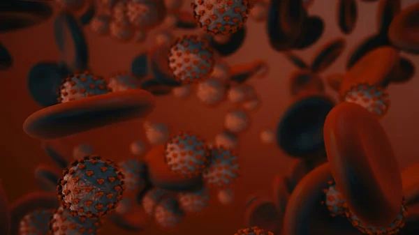 Coronavirus. İnsan kanında 3 boyutlu koronavirüs parçacıkları oluşturma