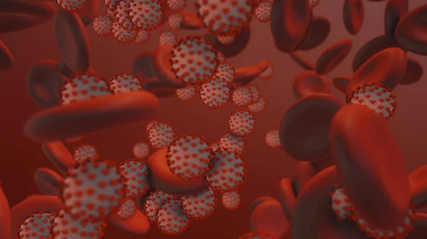 Coronavirus. 3D renderizado de partículas de coronavirus en la sangre humana Fotos De Stock