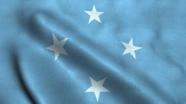 Mikronezya bayrağı rüzgarda dalgalanıyor. Mikronezya Birleşik Devletleri Ulusal Bayrağı