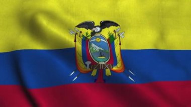 Rüzgarda dalgalanan Ekvador bayrağı. Ulusal Ekvador Cumhuriyeti Bayrağı 