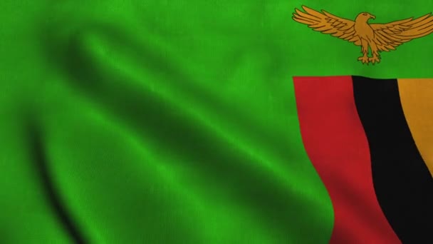 Bendera Zambia mengibarkan angin. Republik Nasional Zambia — Stok Video