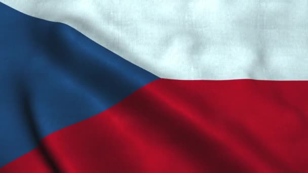 Чеський прапор розмахує вітром. Національний прапор Чеської Республіки — стокове відео