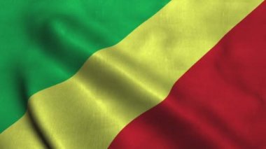 Kongo bayrağı sallanıyor. Ulusal Kongo Demokratik Cumhuriyeti bayrağı