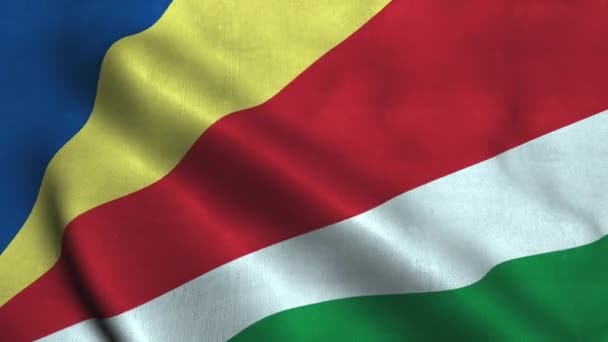 Drapeau des Seychelles agitant le vent. Drapeau national République des Seychelles — Video