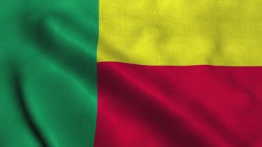 Rüzgarda dalgalanan Benin bayrağı. Ulusal Benin Cumhuriyeti bayrağı