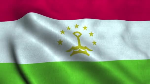 Bandeira do Tajiquistão acenando ao vento. Bandeira nacional República do Tajiquistão — Vídeo de Stock
