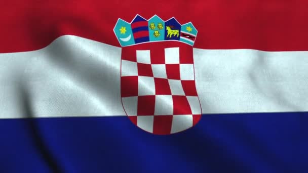 Drapeau de Croatie agitant dans le vent. Drapeau national République de Croatie — Video