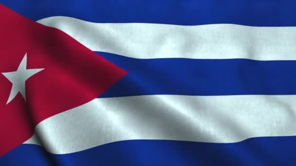 Bandera de Cuba ondeando en el viento. Bandera Nacional República de Cuba — Vídeo de stock