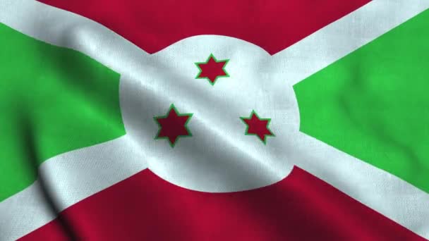 Die burundische Flagge weht im Wind. Nationalflaggenrepublik Burundi — Stockvideo