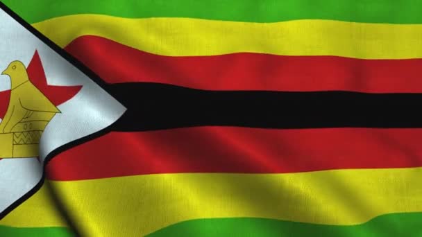 Zimbabwe zászlója lobogott a szélben. Zimbabwei Nemzeti Zászló Köztársaság — Stock videók