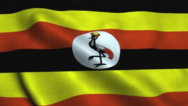 Флаг Уганды размахивает на ветру. Государственный флаг Республики Уганда — стоковое видео