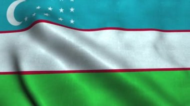 Özbekistan bayrağı rüzgarda dalgalanıyor. Özbekistan Ulusal Bayrağı