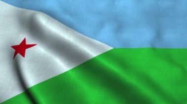 Cibuti bayrağı rüzgarda dalgalanıyor. Cibuti Ulusal Bayrağı