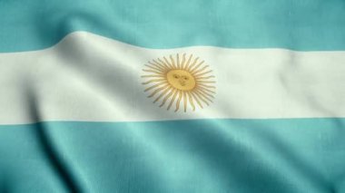 Arjantin bayrağı rüzgarda dalgalanıyor. Arjantin Cumhuriyeti Ulusal Bayrağı