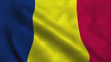 Chad bayrağı rüzgarda dalgalanıyor. Ulusal Çad Cumhuriyeti