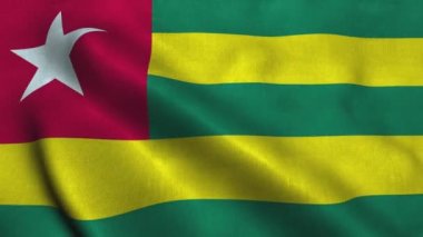 Togo bayrağı rüzgarda dalgalanıyor. Togo Togo Cumhuriyeti Ulusal Bayrağı