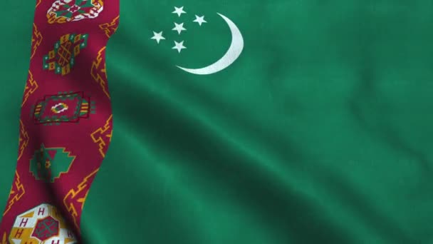 Turkmenistan flag waving in the wind. National flag of Turkmenistan — Stock Video