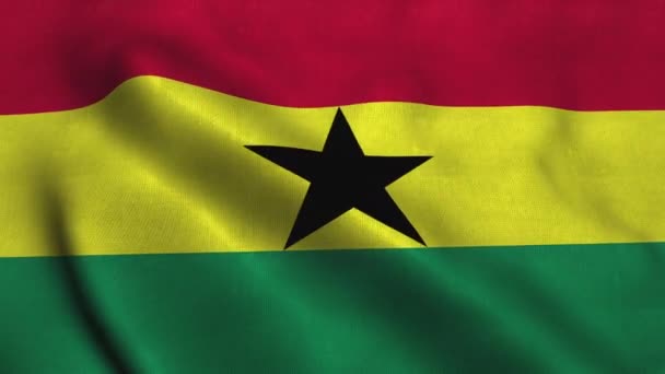 Bandera de Gana ondeando en el viento. Bandera nacional de Gana — Vídeo de stock