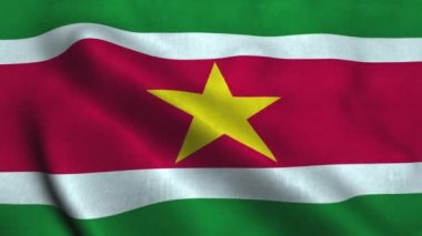 Rüzgarda dalgalanan Surinam bayrağı. Ulusal Surinam Cumhuriyeti Bayrağı