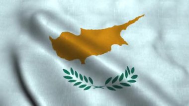 Kıbrıs bayrağı rüzgarda dalgalanıyor. Kıbrıs Cumhuriyeti Ulusal Bayrağı