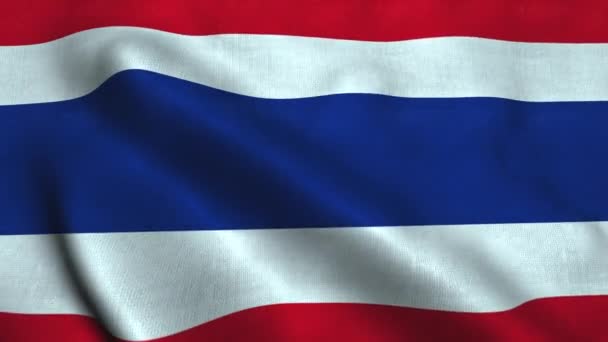 Drapeau de Thaïlande agitant dans le vent. Drapeau national Royaume de Thaïlande — Video