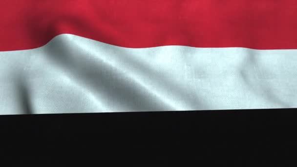 Bandera de Yemen ondeando en el viento. Bandera nacional República de Yemen — Vídeos de Stock