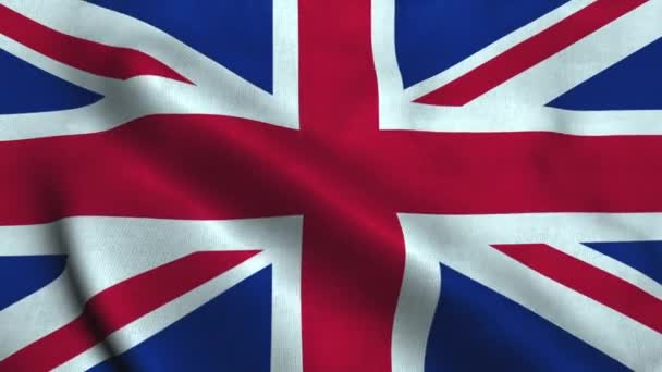 Stor brittisk flagga viftar i vinden. Storbritanniens flagga — Stockvideo