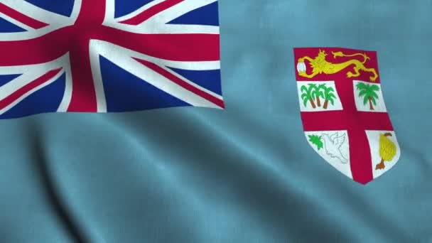 Bandera de Fiyi ondeando en el viento. Bandera nacional de República de Fiji — Vídeo de stock