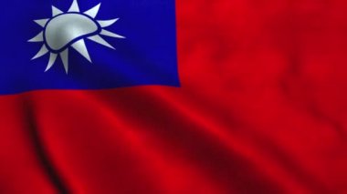 Çin Cumhuriyeti bayrağı rüzgarda dalgalanıyor. Ulusal Çin Cumhuriyeti Bayrağı