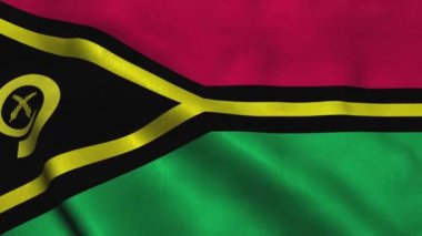 Vanuatu bayrağı rüzgarda dalgalanıyor. Vanuatu Ulusal Bayrağı