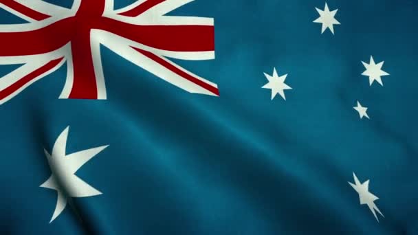 Avustralya bayrağı rüzgarda dalgalanıyor. Avustralya Ulusal Bayrağı — Stok video