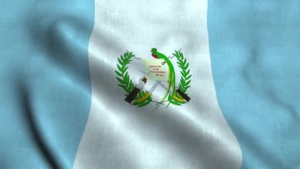 Η σημαία της Γουατεμάλας κυματίζει στον άνεμο. Εθνική σημαία — Αρχείο Βίντεο
