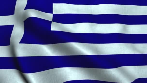 Drapeau grec agitant dans le vent. Drapeau national de Grèce — Video