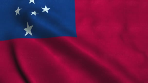Bandera de Samoa ondeando en el viento. Bandera Nacional Estado Independiente de Samoa — Vídeo de stock