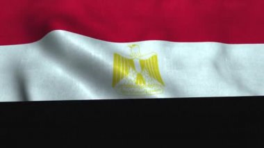 Mısır bayrağı rüzgarda dalgalanıyor. Mısır Arap Cumhuriyeti Ulusal Bayrağı