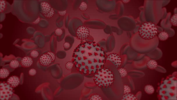 Coronavirus. 3d render of coronavirus particles in human blood — Stock Video