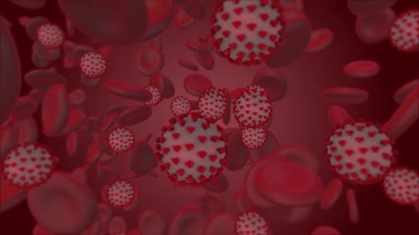 Coronavirus. 3d render of coronavirus particles in human blood — Stock Video