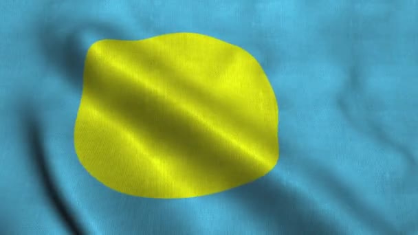 Palau vlajka vlnící se ve větru. National flag Republic of Palau — Stock video