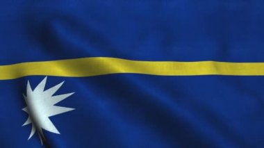 Nauru bayrağı rüzgarda dalgalanıyor. Ulusal Nauru Cumhuriyeti bayrağı