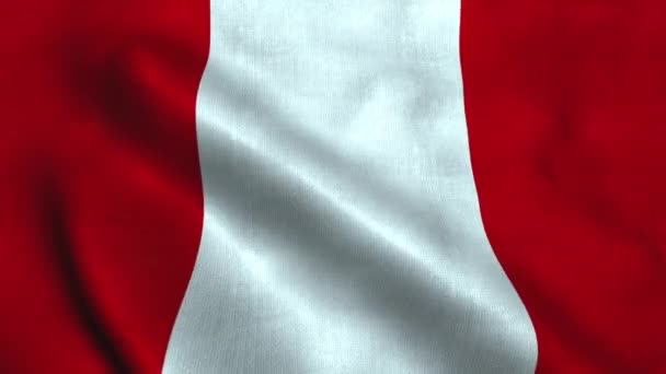 Bandera de Perú ondeando en el viento. Bandera Nacional República del Perú — Vídeo de stock